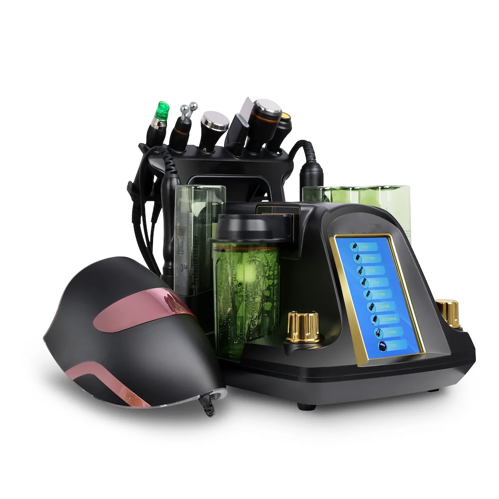New 9IN1 Hydro Small Bubble Hydrogen Oxygen Facial Beauty Machine Microdermabrasion Vacuum Ance Pore Remove