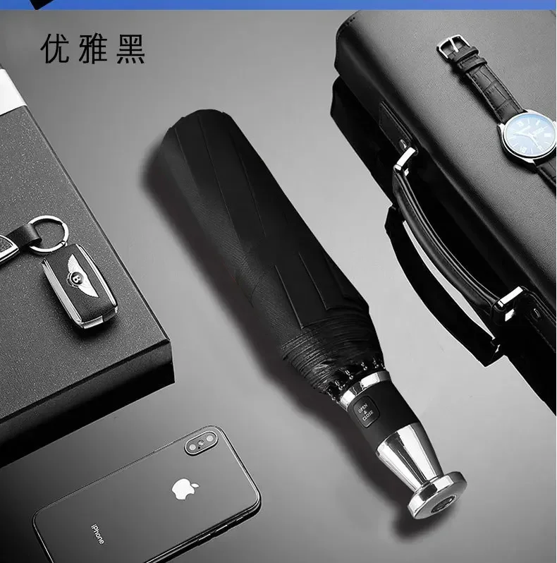 115cm Big Automatic Parasol Windproof Folding Uv Umbrella 3-Stage Portable Solid Resistant Umbrellas for Rain and Sun