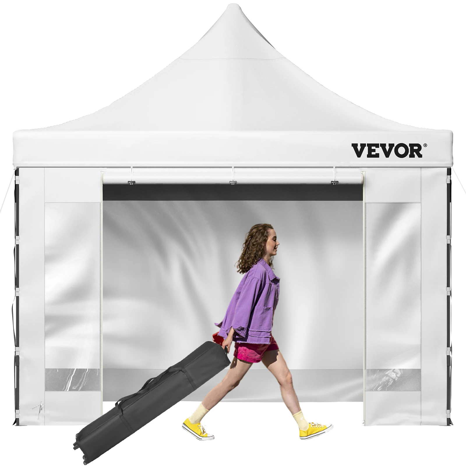 Vevor Gazebo Pop-Up Da Giardino Esterno Pieghevole Con Pannelli Laterali 3 X 3M Altezza Regolabile, Tenda Gazebo Pop-Up Da Giardino Per Evento Festa M