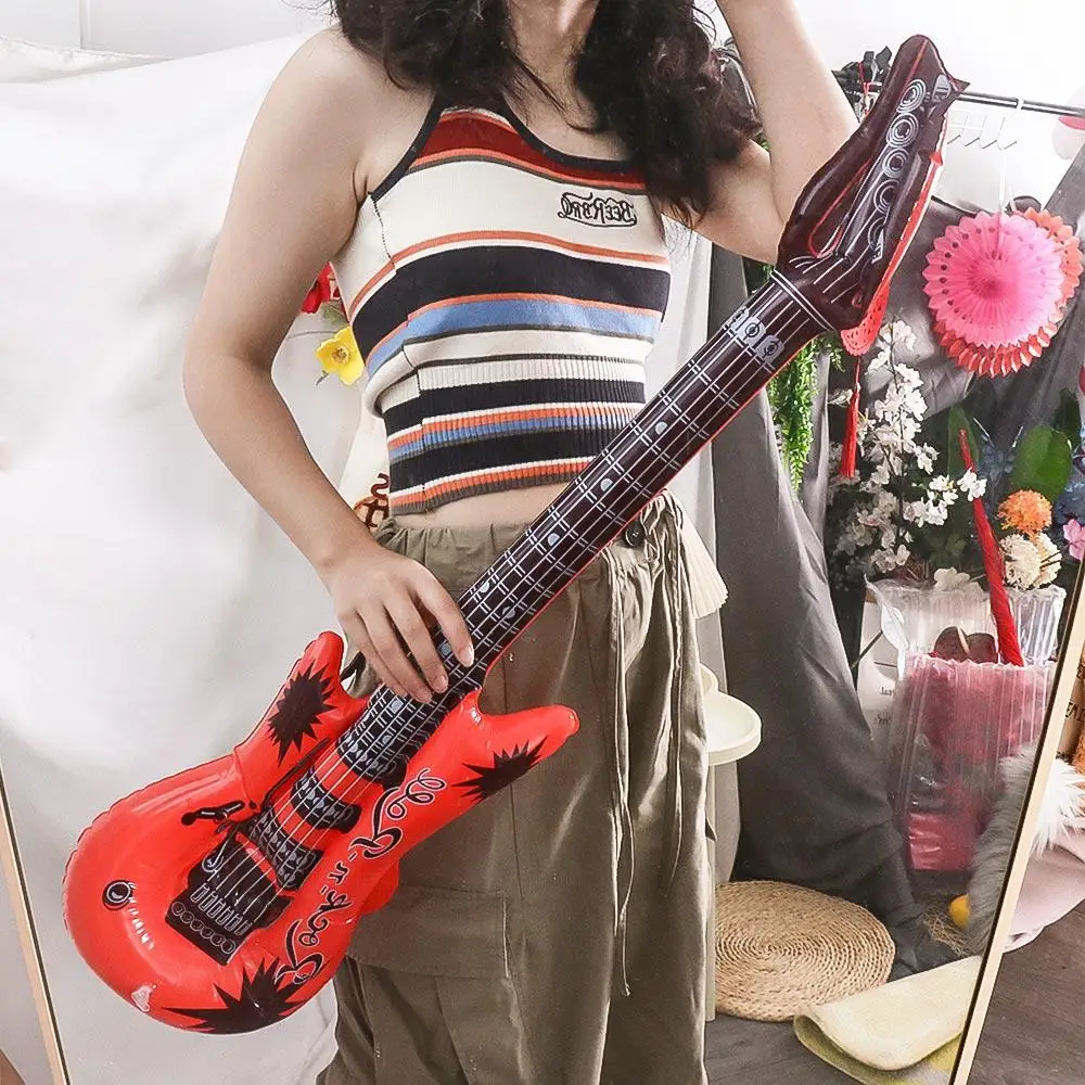 PVC Inflatable Musical Instrument Toys Random Color Inflatable Inflatable Guitar Balloon Decorative Reusable