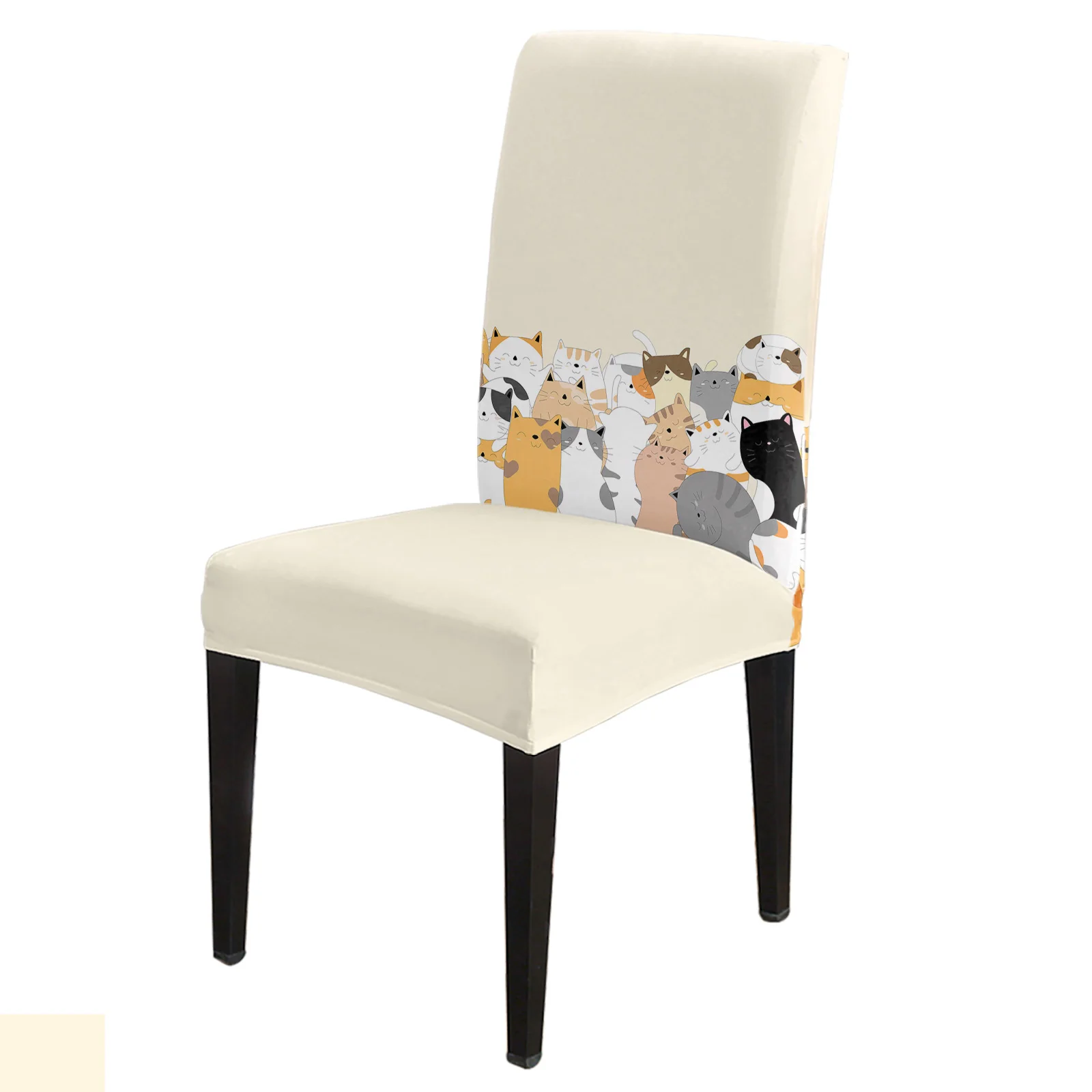 

Animal Cartoon Cat Dining Chair Covers Spandex Stretch Seat Cover for Wedding Kitchen Banquet Party Seat Case