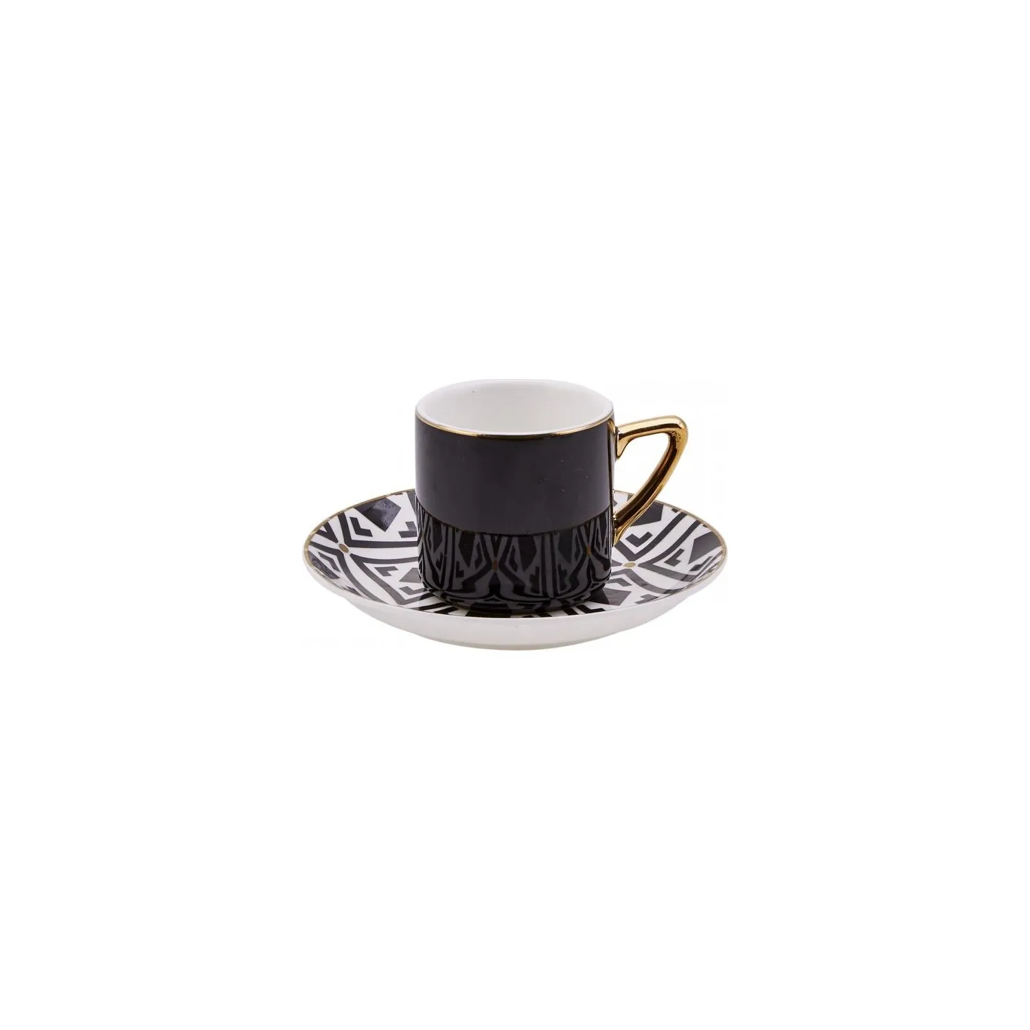 

Karaca Monochrome 4 Personality Coffee Cup Pad Black White Gold Mix Geometric Shapes Elegant Noble Posture Long Slim Design
