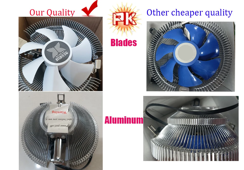 Universal Updated No LED CPU Cooler Desktop Computer PC Cooler Aluminum Heatsink CPU Fan for LGA 1150 1155 1156 1366 1700