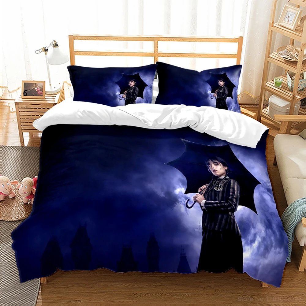 

Wednesday Addams 3D Bedding Set Queen King Size Duvet Cover Set Quilt Cover and Pillowcase Set for Boys Girls Teens Bedroom Gift