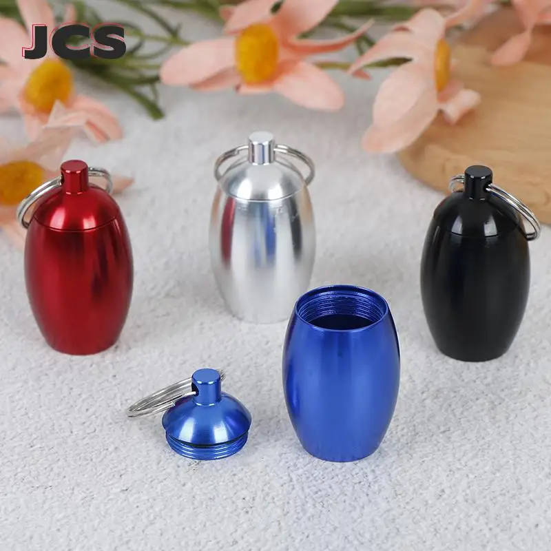 1pcs Aluminum Pill Case Keychain Waterproof Seal Medicine Organizer Box