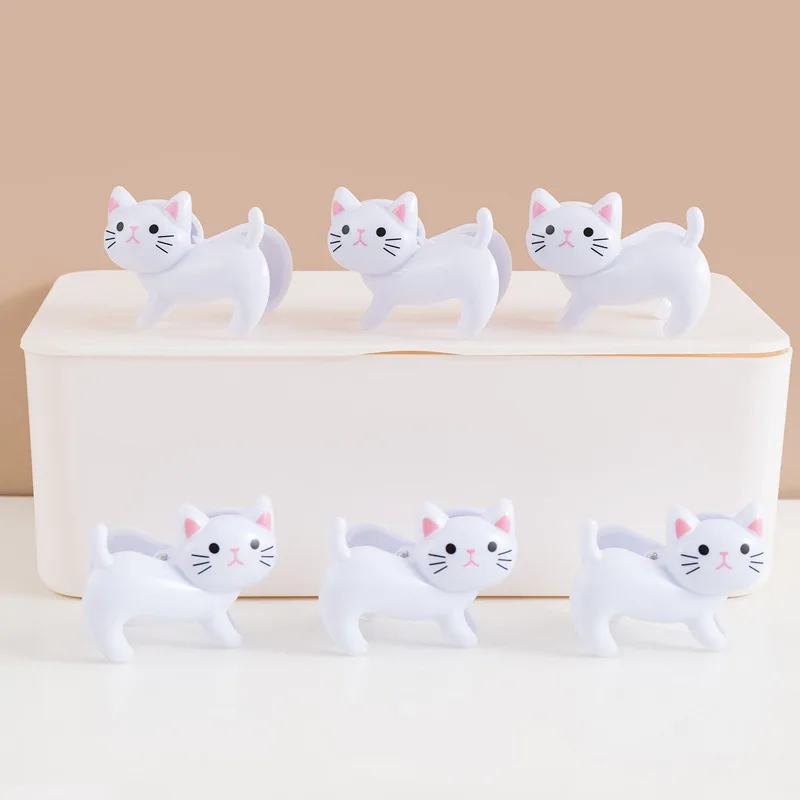 6Pcs Cartoon Cat Clothespin Windproof Clips Household Clothes Underwear Socks Clips Multifunctional Laundry Hanging Clips