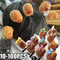 Kawaii Brown Bow Hat Plush Capybara Hair Clip Kids Accessory Girl Cute Cartoon Duckbill Hairpin Animal Hairgrip Hair Decoration
