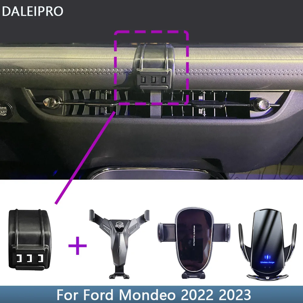 Auto Telefoon Houder Voor Ford Mondeo 2022 2023 Vaste Beugel Basis Speciale Auto Mobiele Telefoon Mounts Draadloze Opladen Auto Accessoires