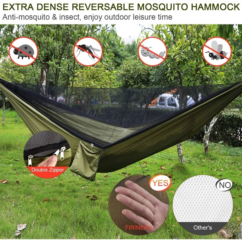 Camping Hammock with Mosquito Net Rain Fly Heavy Duty 2