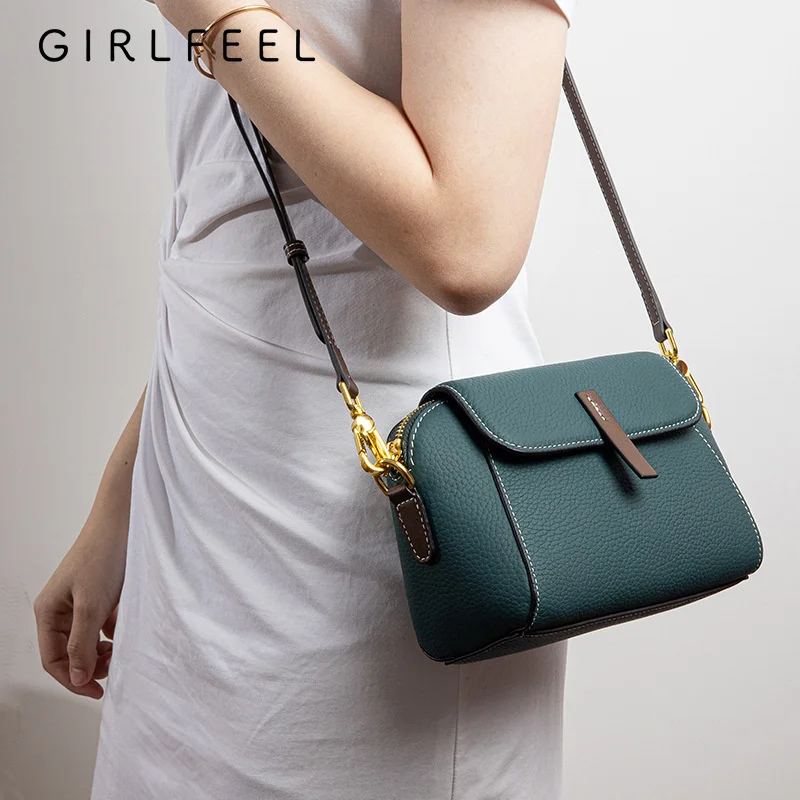Small plain women's handbag with a luxurious design, messenger shoulder bag, leather crossbody bag for ladies.