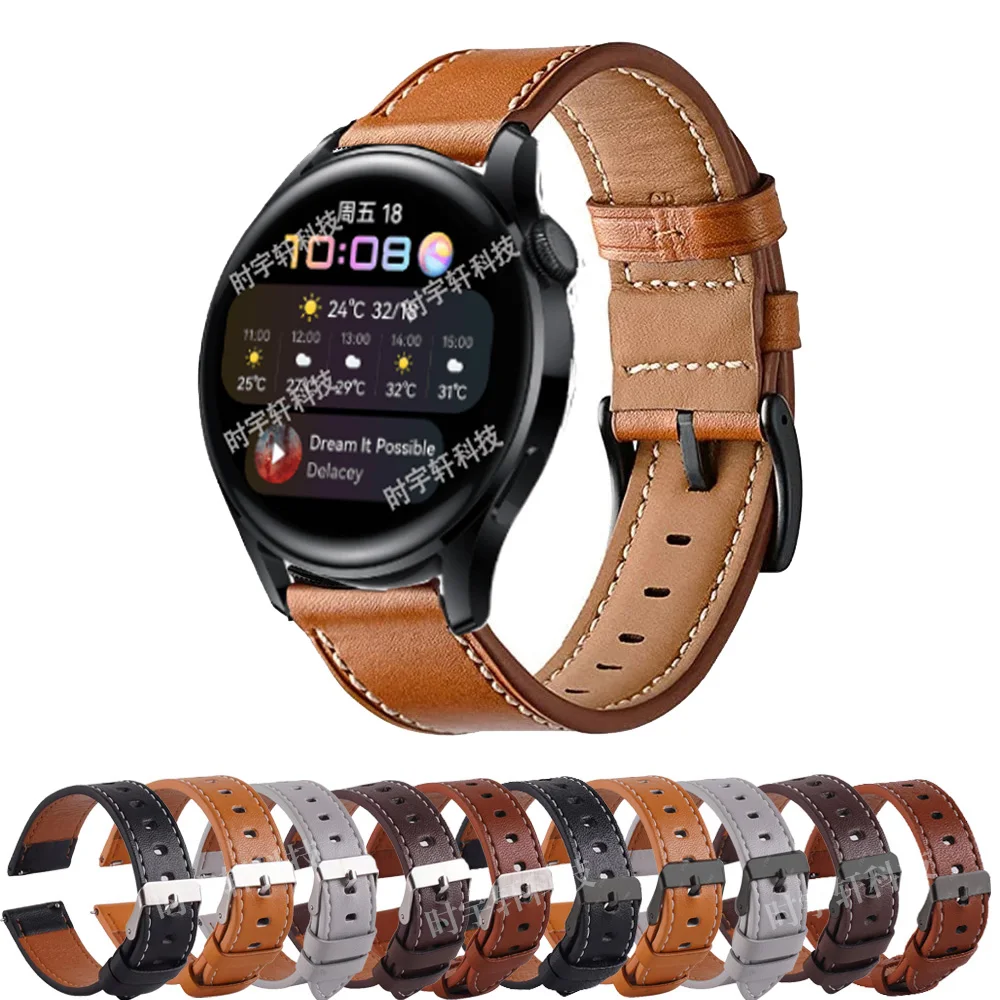 

Кожаный ремешок для Huawei Watch 3 4/3 Pro, мужской сменный Браслет Для Huawei GT 3/GT 2 46 мм/GT 2 Pro/GT 2E/GT Runner
