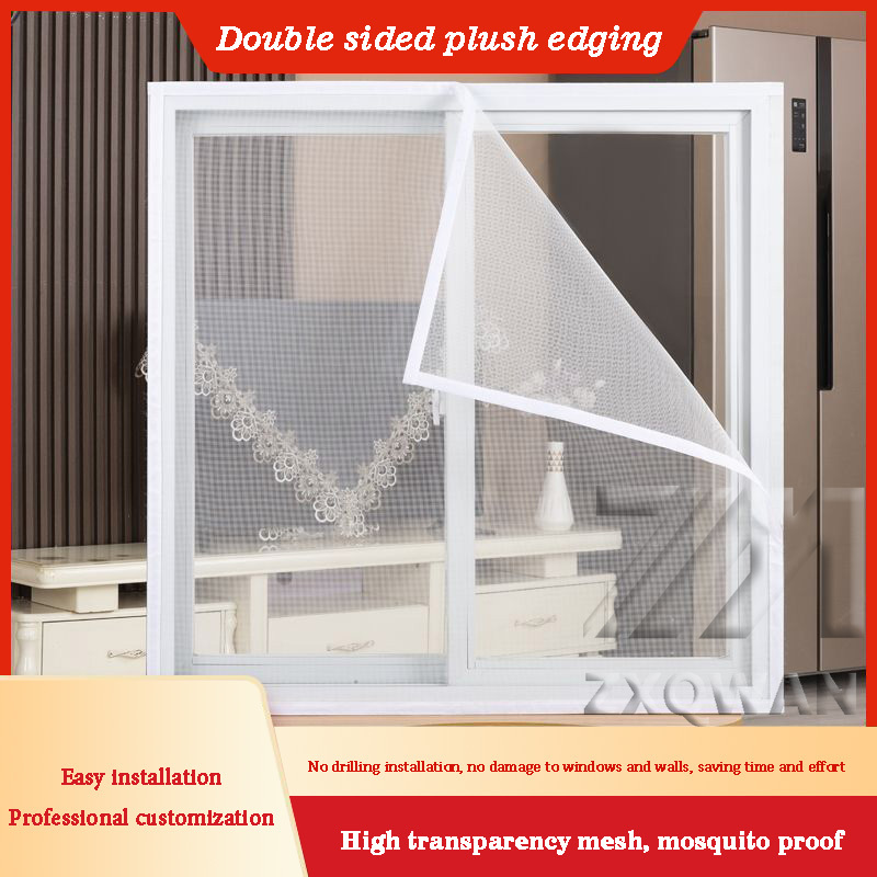 Customizable white screen window, household mosquito and insect proof curtains, self-adhesive invisible mosquito net, detachable