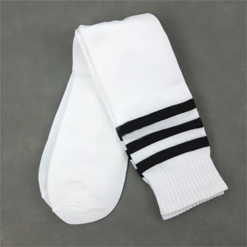 Women's Men's Football Socks Fashion Stripe Print Knee High Athletic Sports Socks Over The Knee Long Football basketball socks