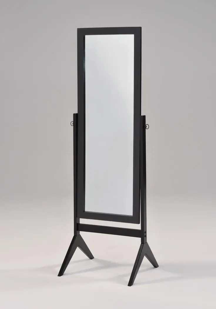 

Black Finish Wooden Cheval Bedroom Free Standing Floor Mirror