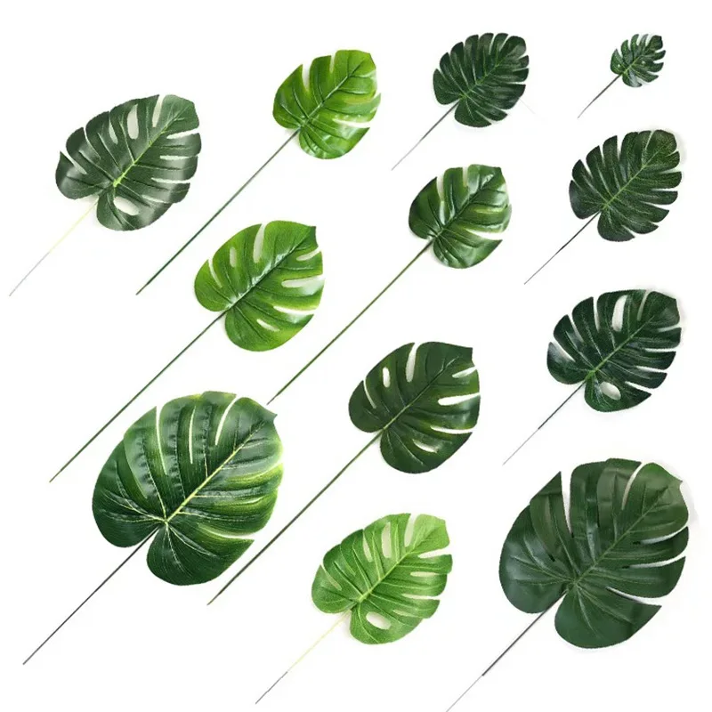 

5pcs Wedding Decor Simulation Plant Turtle Back Leaf Window Display Background Green Leaf Flower Vine False Plastic Home Supply
