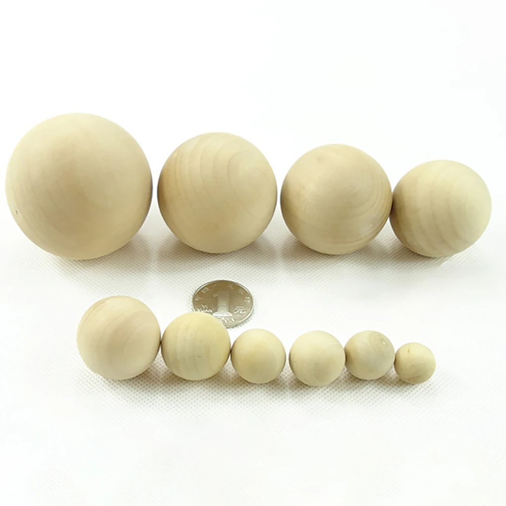 

Ø6mm - 90mm Natural Color Solid Without Holes Wooden Beads Round Balls Loose Beads Handmade Custom Fashion Crafts
