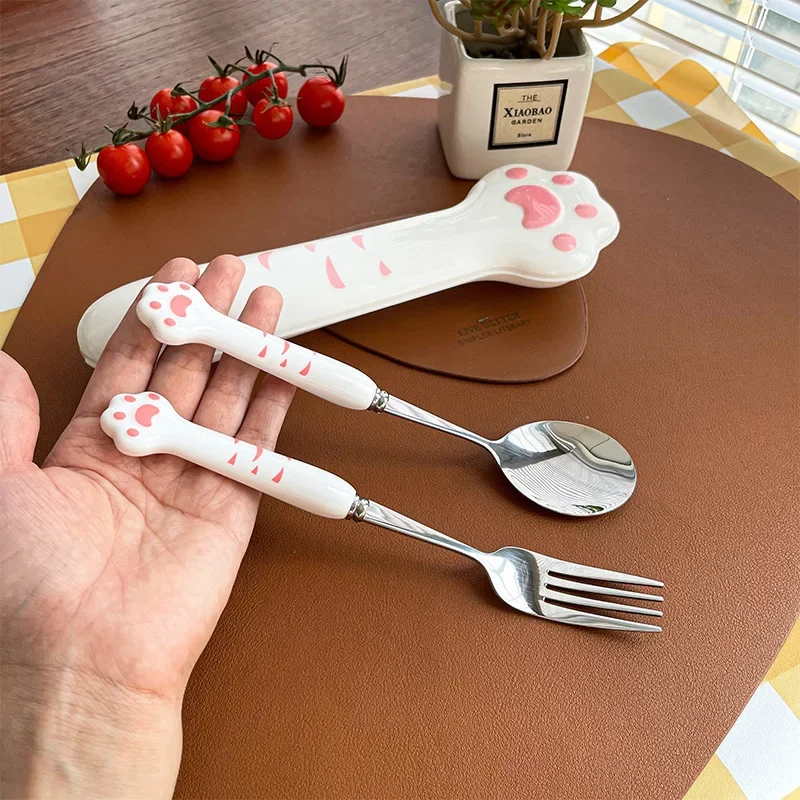 Stainless Steel Spoon and Fork Set with Storage Box for Adults Kids School