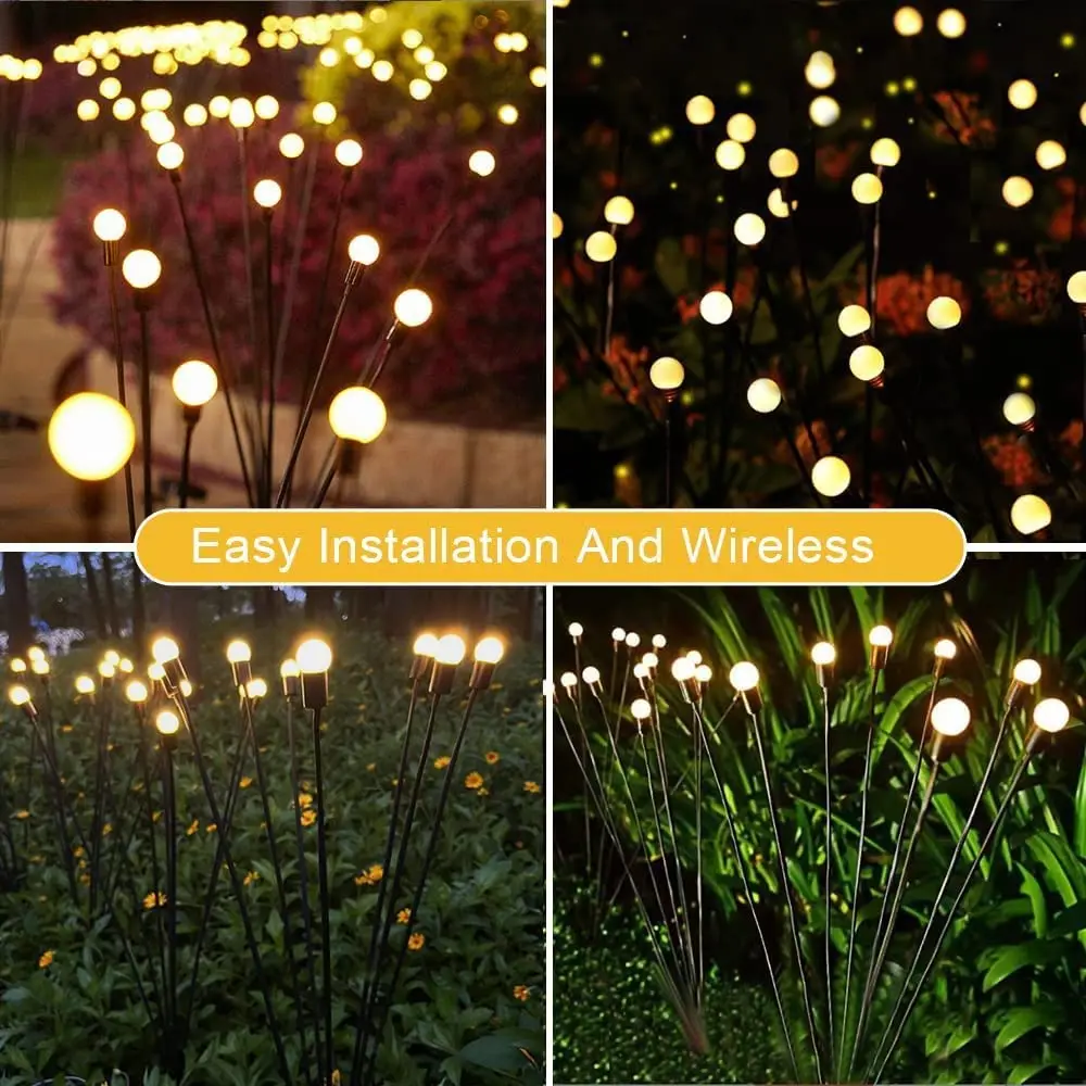 Firefly Garden Lights solar outdoor, 2 Pack 16 LED Solar Swaying Lights Waterproof, Perfect Atmosphere Light for Pathway Patio 4