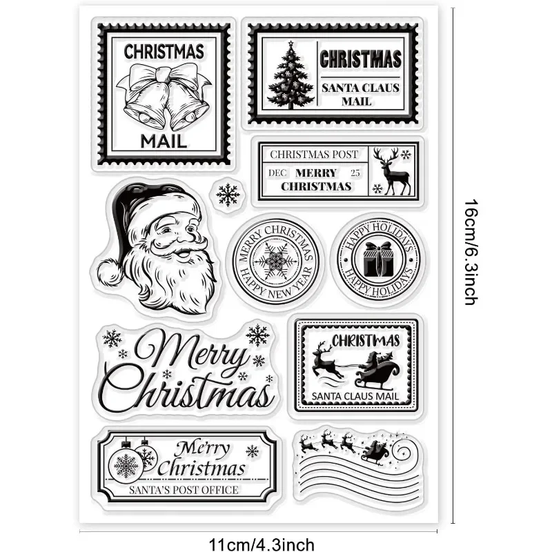 Christmas Tree Clear Stamp 1 pc Santa Claus Bells Snowflakes Silicone Rubber for Scrapbook Clear Rubber Stamps