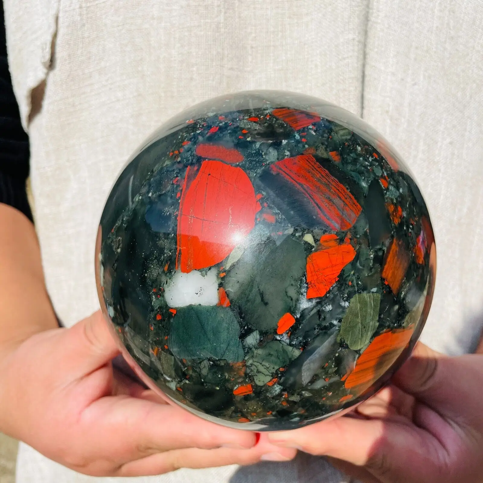 Natural African Blood Stone Quartz Sphere Crystal Ball Reiki Healing 5