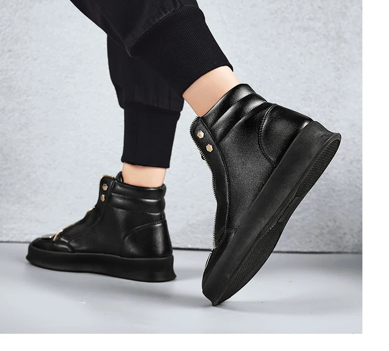 Leather Tourism Waterproof Shoes Men high top Sneakers - Uniqwear