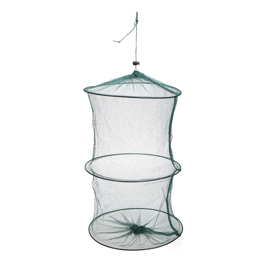 Fish Shrimp Net Foldable Fish Shrimp Mesh Cage 2 Layers Cast Landing Trap Portable Nylon Waterproof Quick Dry Fishing Tackle fishing net fishing traps fishing landing net