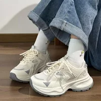 Women's Thick Bottom Dad Shoes Summer Trendy All-Match Casual Sports Shoes Breathable Canvas Rubber Adult Slip-On Sneakers