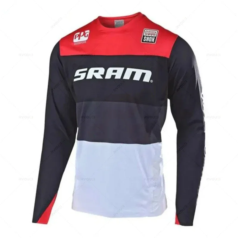 thumbnail image 1 of Camisetas de ciclismo para bicicleta, nuevas camisetas de descenso Sram, camisetas de manga corta y larga para MTB, todoterreno, DH, camisetas de moto, ropa de motocross, ropa de ciclismo, 1 of 5