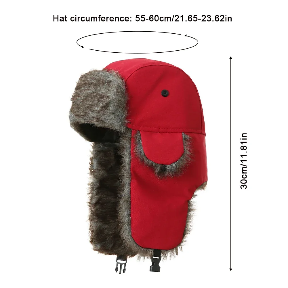Men's Winter Trapper Aviator Trooper Earflap Warm Russian Waterproof Ski Hat Cap Russian Warm Ear Protectors Hats Cycling Caps