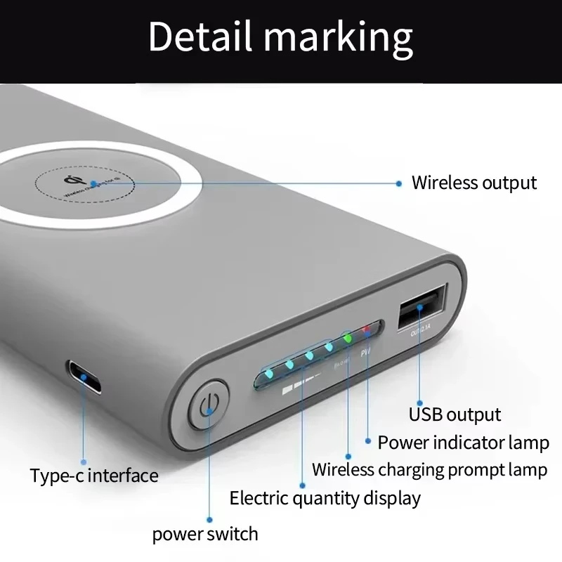 200000mAh Power Bank Two Way Wireless Fast Charging Powerbank Magnetic Type-c External Battery For Iphone Samsung Xiaomi Lenovo 5