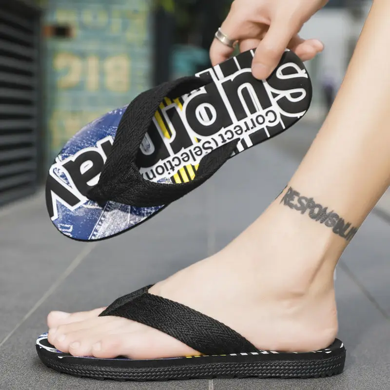 Zapatillas casa Para Hombre, chanclas de verano la moda, suela suave, de playa Para exteriores, Para el hogar|Chancletas| - AliExpress