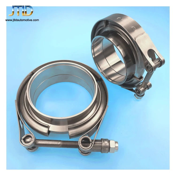 1.75" Non-Quick Release Stainless Steel V-Band Assembly Clamps with Flange Coupling 1.75 Inch Exhaust Pipe Clamp Kits
