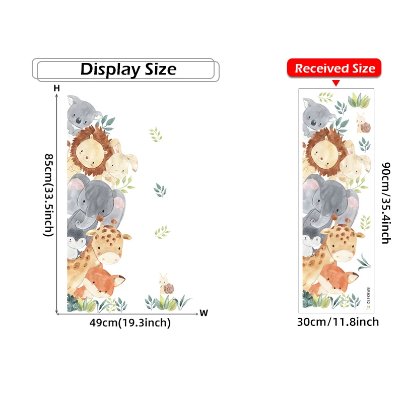 Description Picture 2 of item1 Pc Cartoon Cute Peep Animals Elephant Giraffe Rabbit Wall Stickers for Waterproof PVC Kids Room Kindergarten Home Decoration