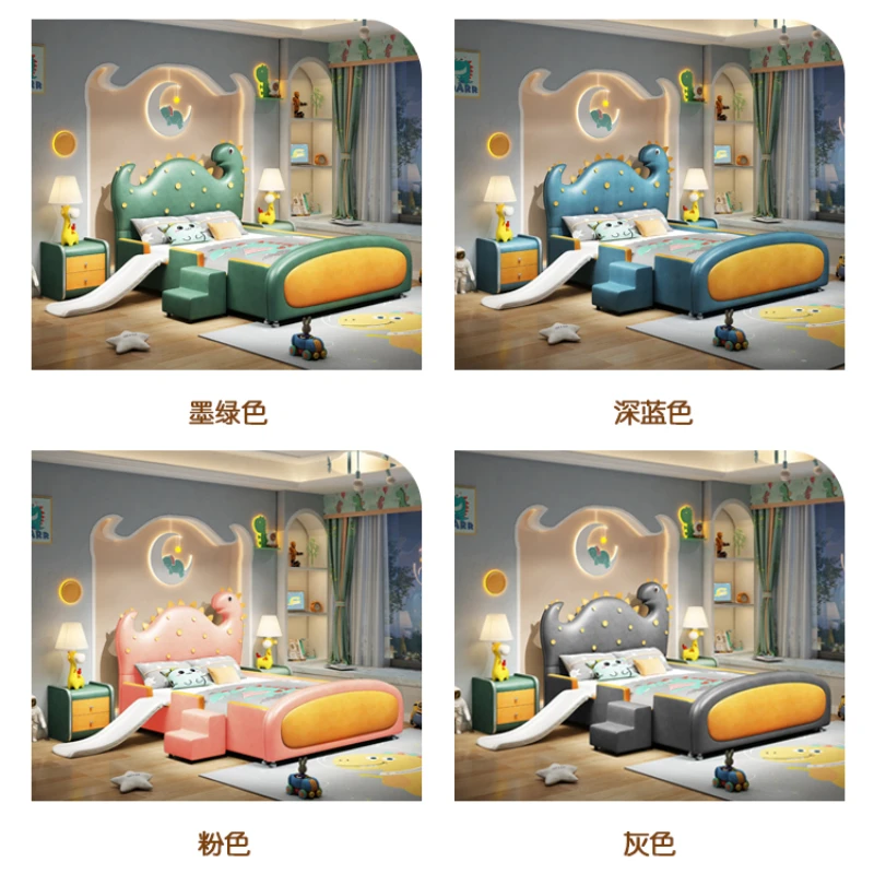 Design Boys Leather Double Bed Modern Luxury Loft Baby Children Beds Frame Queen Lit De Chambre A Coucher Home Furniture 6