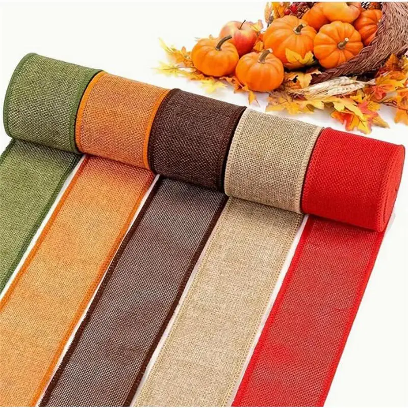 Imitation Linen Decorative Roll Ribbon Wedding Festival Christmas Decoration Gift Packaging Rope Decorative Woven Tape