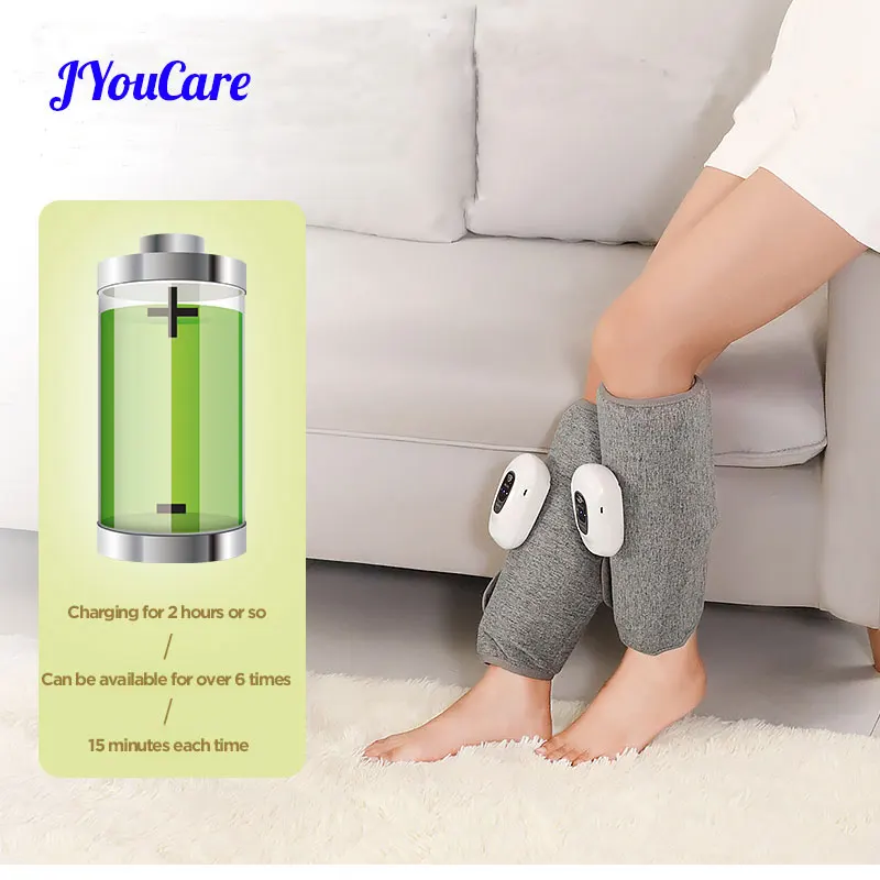 JYouCare Portable 360° Air Pressure Leg Calf  Heat Massager Compress Promote Blood Circulation Muscle Relaxation Relieve fatigue new 360° electric heat foot air pressure leg knee massager promotes blood circulation body massager muscle relaxation