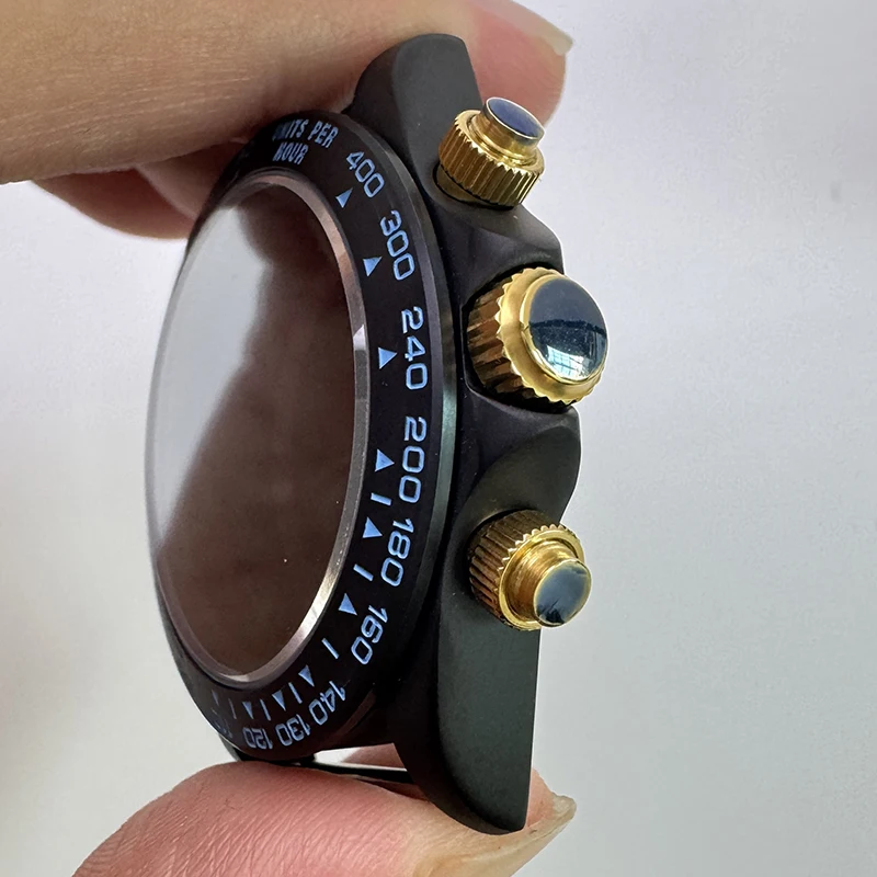 316L Edelstahl 39mm VK63 Schwarzes Uhrengehäuse Saphirglas Keramik/Stahl Lünette Passend für VK63 Quarzwerk Uhrenzubehör – Detail 13