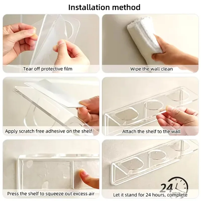 Acrylic Comb Holder Organizer Storage Shelf Clear Transparent Wall-Mounted Hair Brushes Rack Bathroom Accessories Home Shelves 6