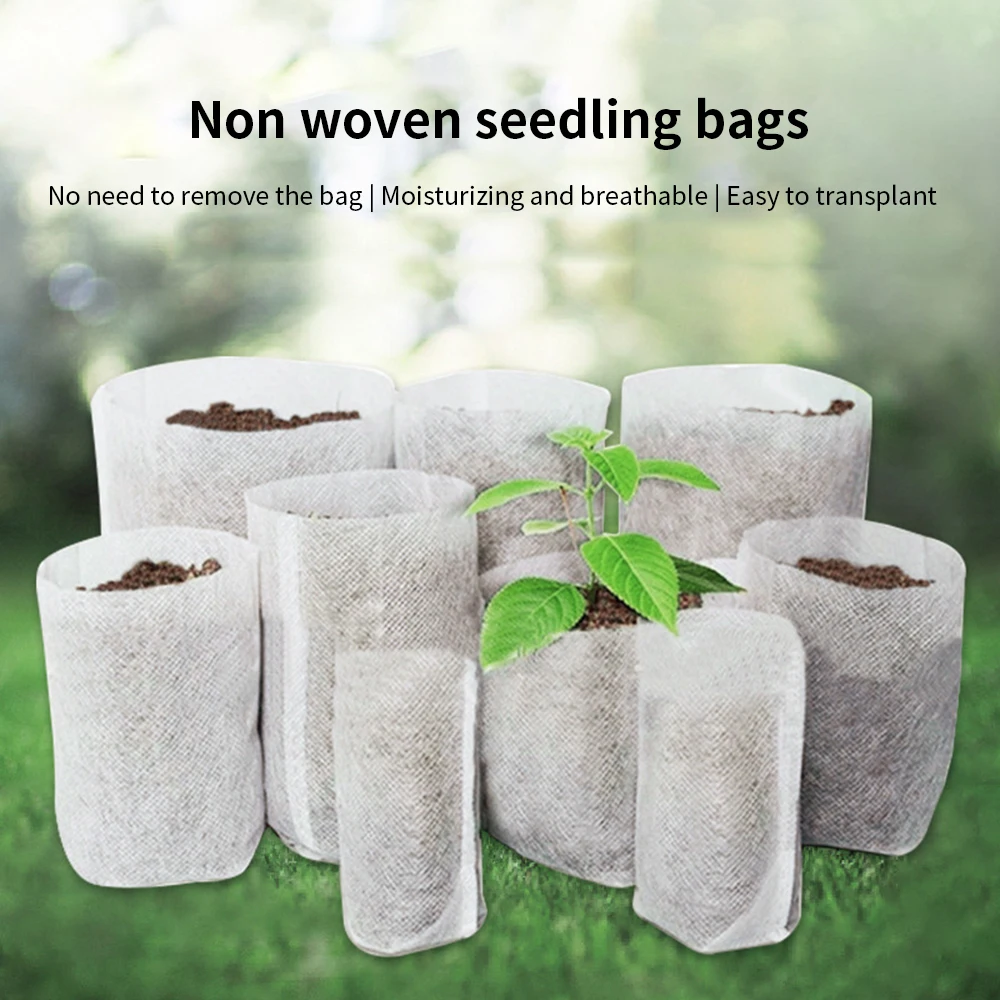 Description Picture 4 of item100Pcs Biodegradable Nursery Bag Plant Grow Bags Non-Woven Fabric Seeds To Sow Flower Pots For Home Garden Accessories Tools ﻿