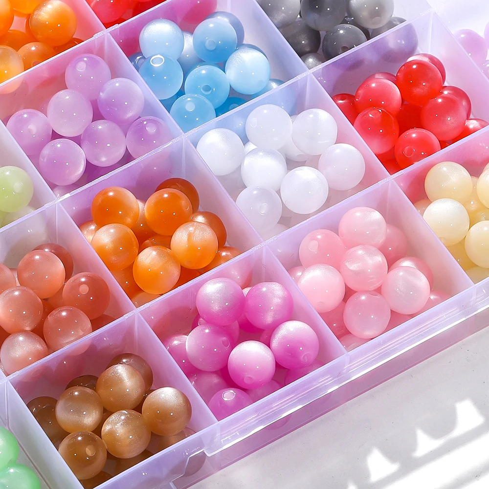 Resin Imitation Cat Eye Round Beads for Handmade Making Jewelry Diy Bracelet Necklace Accessories 10/20Pcs/Lot 8/10/12mm