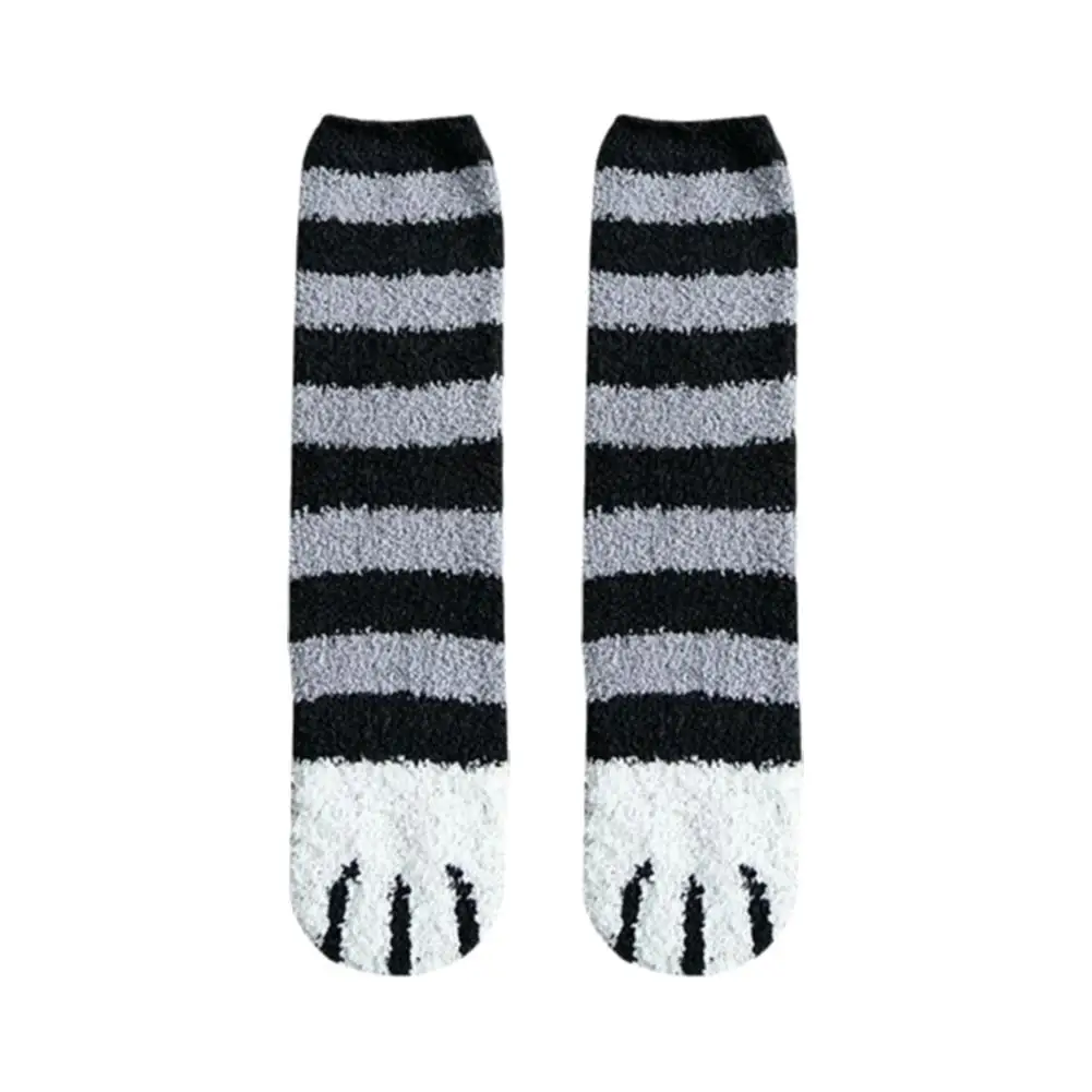Damen Winter Warme Flauschige Socken Niedliche Tierpfoten-Katzenpfoten-Fußabdruck-Flauschsocken Dicke Korallenfleece Haussocken Schlafsocken – Detail 25