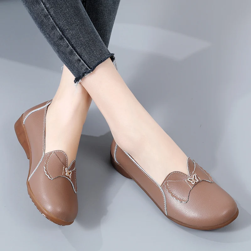 New Women Flats Ballet Shoes Woman Cut Out Leather Breathable Moccasins Women Boat Shoes Ballerina Ladies Casual Shoes Plus 2024 6