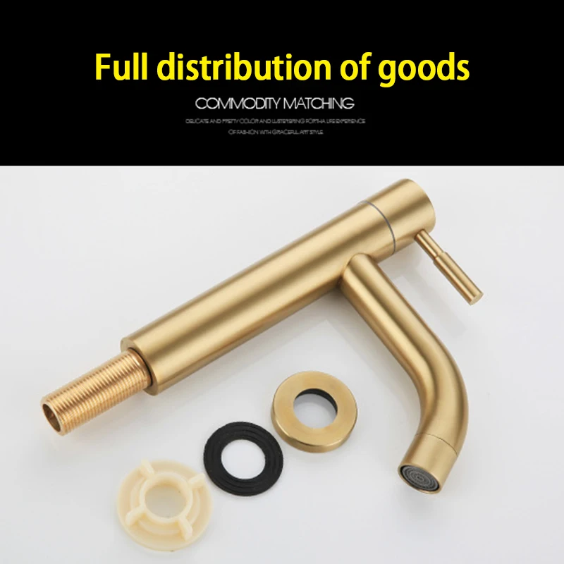 Description Picture 5 of itemNew Brushed Gold Bathroom Basin Single Hole Cold Handle Shower Head Faucet Bath For Kitchen Sink Water Tap Toilet Hardware 2021