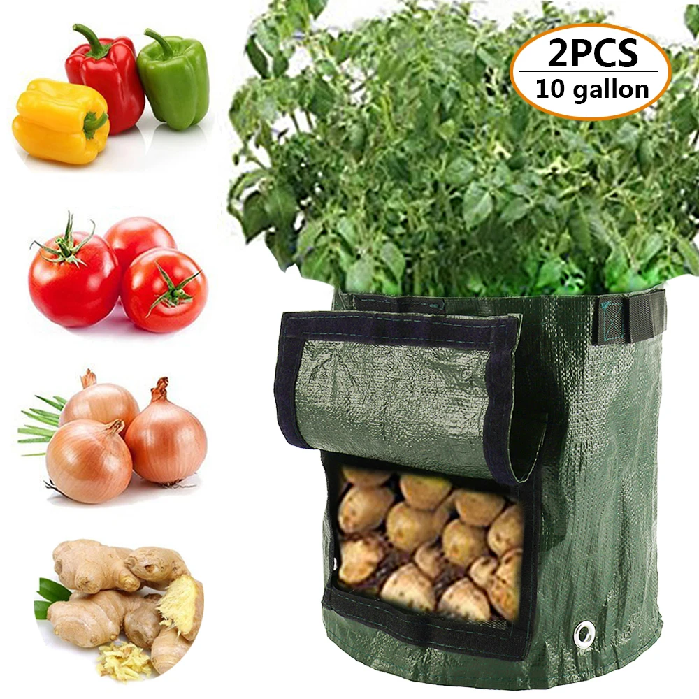 

2/4PCS Grow Bag 10 Gallon Potato Vegetable Grow Bag Garden Grow Bag with Reinforced Handle Suitable for Vegetables and Fruits