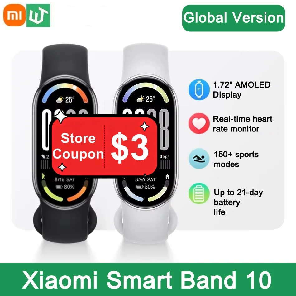 XiaomiMiSmartBand10GlobalVersion1.72"AMOLEDHealthMonitoring21DayBattery5ATMWaterproofSmartwatchSportsBracelet-AliExpress44 - Best of Xiaomi