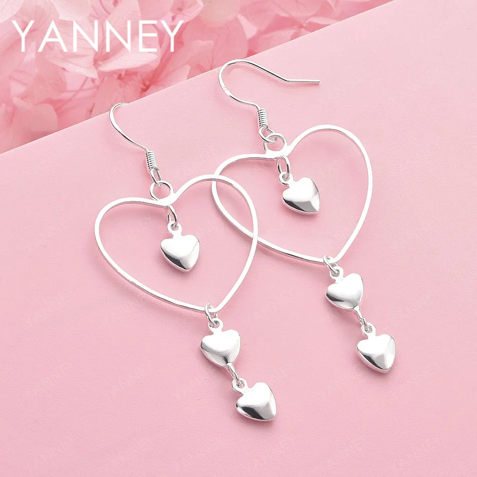 Luxurious 925 Sterling Silver Exquisite Heart-Shaped Earrings for Women, Fashionable Wedding Jewelry Accessories