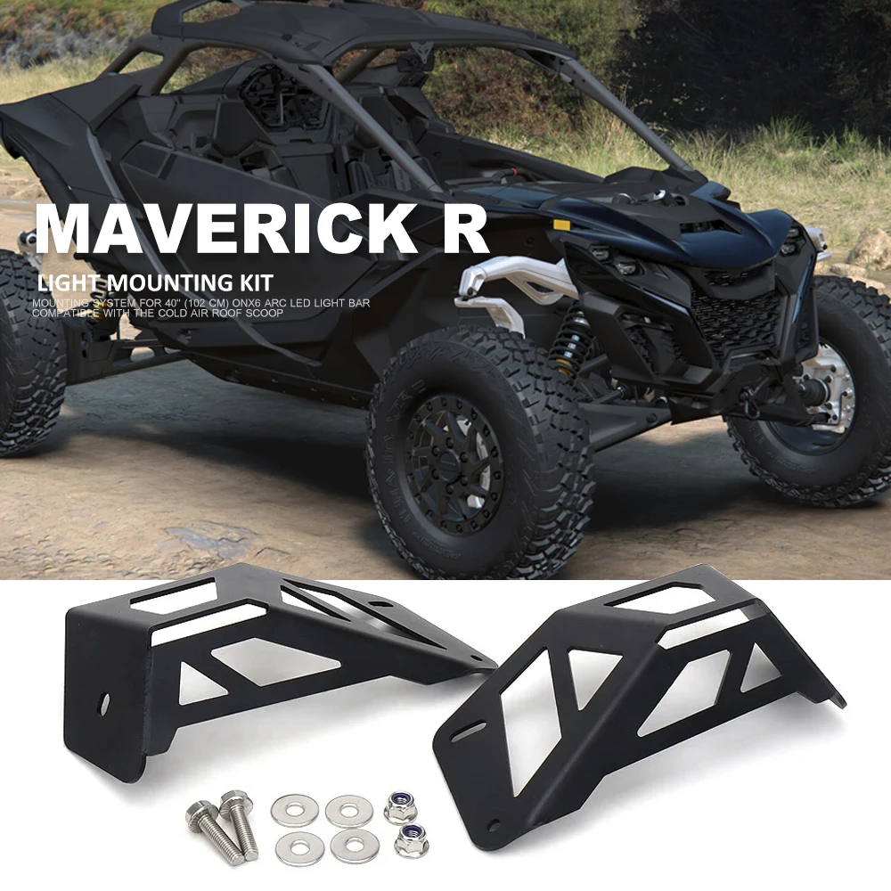 For CAN-AM MAVERICK R For Can-Am Maverick R 2024 UTV Front Light Mount Kit Low & High Position Black Bracket