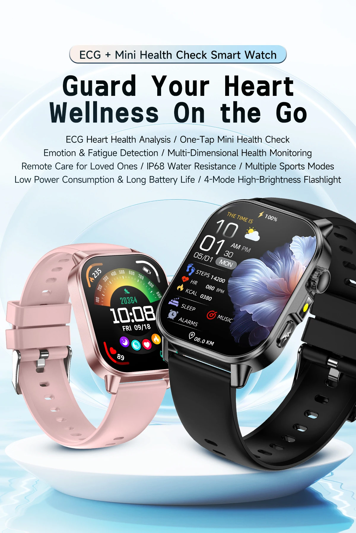 Smartwatch dames ecg bmi lichaamsvet analyse bluetooth bellen_voghion.com