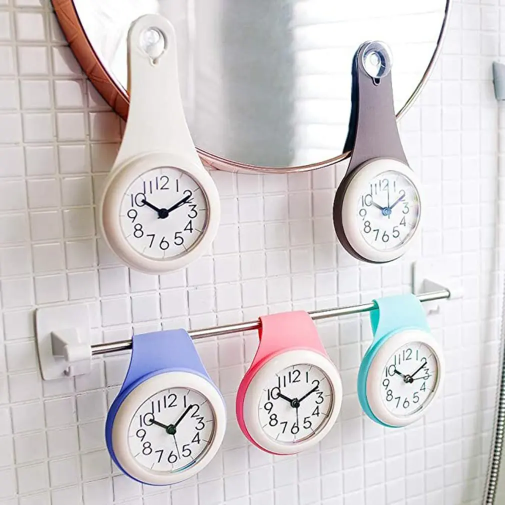 KitchenBathroomWallClockWaterproofSilentShowerHangingWallClocksWithShowerSuction
