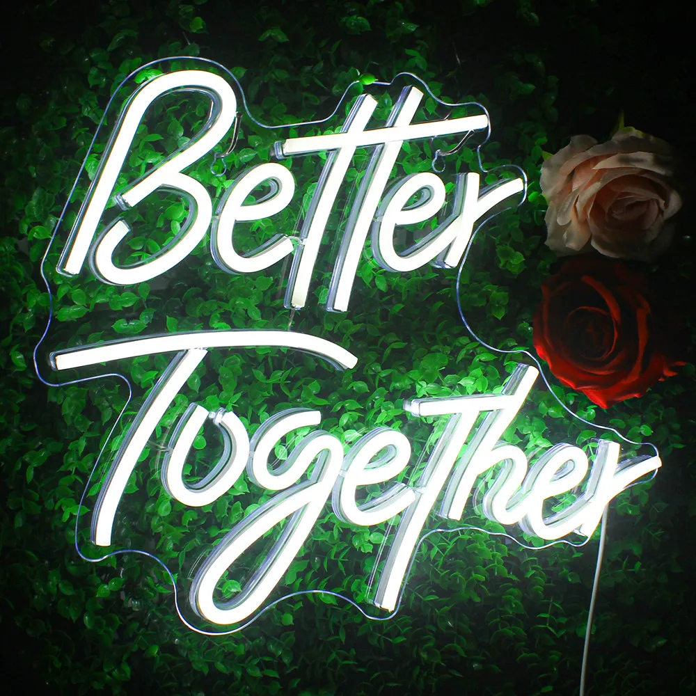 Better Together Neon Sign LED Light, Home Art, Noivado, Casamento, Bar, Quarto, Sala Estética, Festa, Decore a parede, Presente, Lâmpadas noturnas